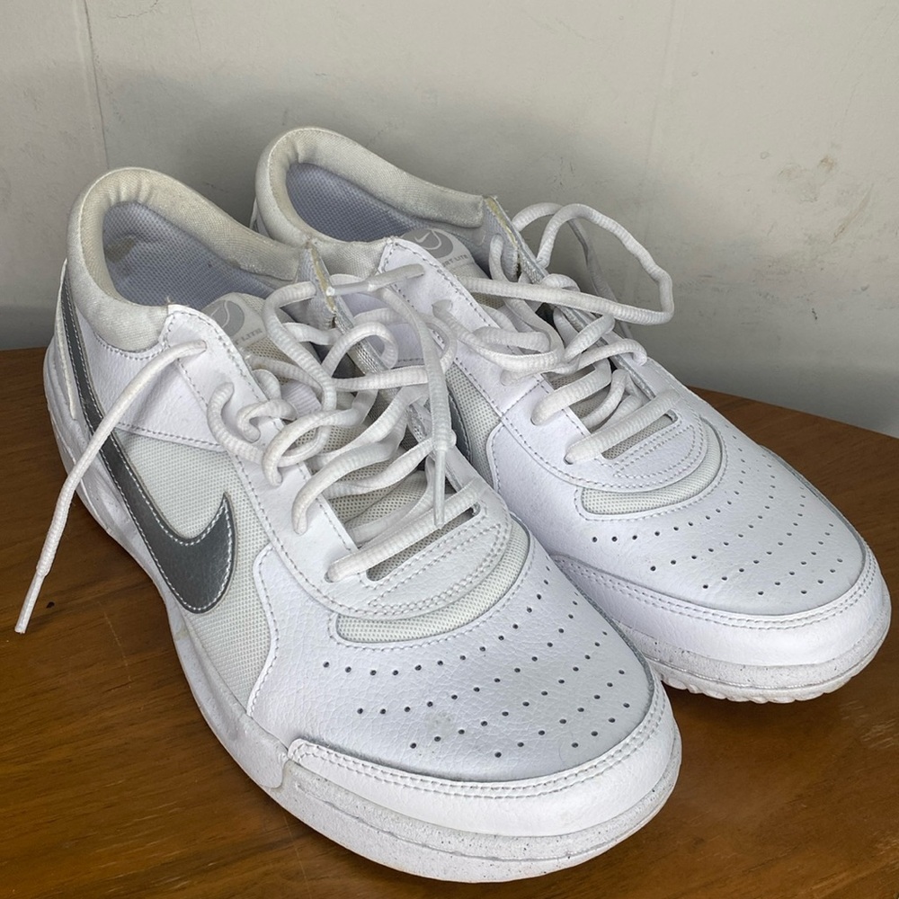 Nike White Sneakers with Silver Swoosh